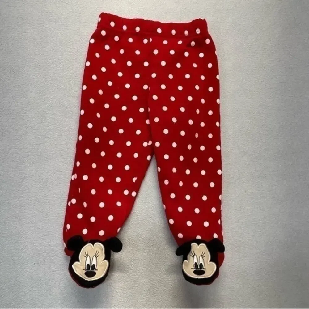 Disney Minnie Mouse Red Polka Dot Footies Pants Size 6-9 Months